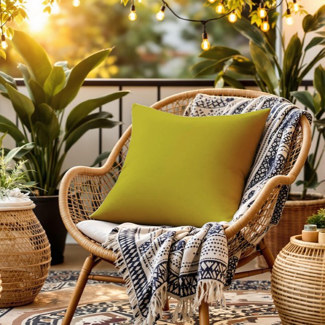 CHARTREUSE Yellowish Green Solid Colour  Cushion (A Chartreuse-colored plain minimalist design pillow adds a vibrant accent and coziness to your space)