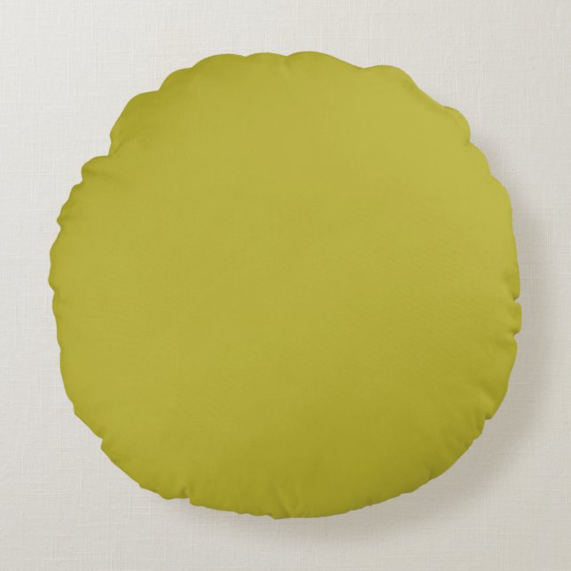 CHARTREUSE Yellowish Green Solid Colour  Round Cushion (Front)