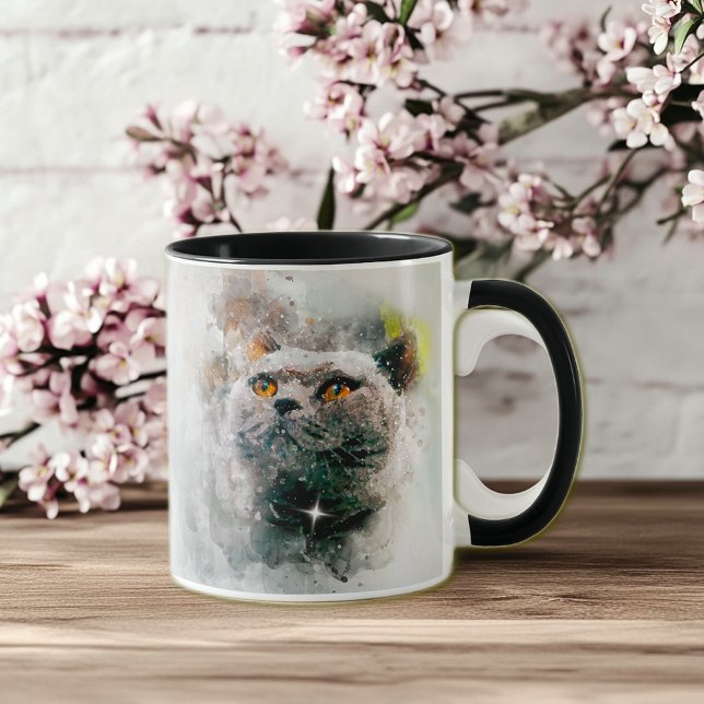 Chartreux Cat and Snow Mug (Creator Uploaded)