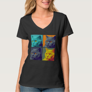 Chartreux Cat Pop Illustration Colorful Animal T-Shirt