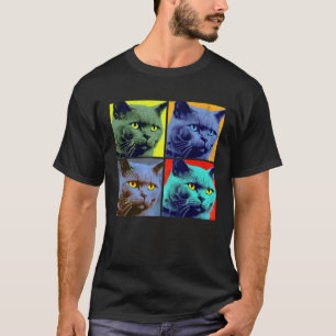 Chartreux Cat Pop Illustration Colourful Animal 1 T-Shirt