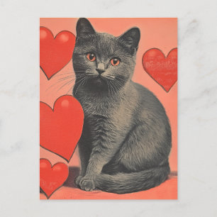 Chartreux cat vintage Valentine's Day  Postcard