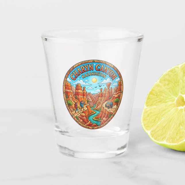 Charyn Canyon Kazakhstan Shot Glass (Front)