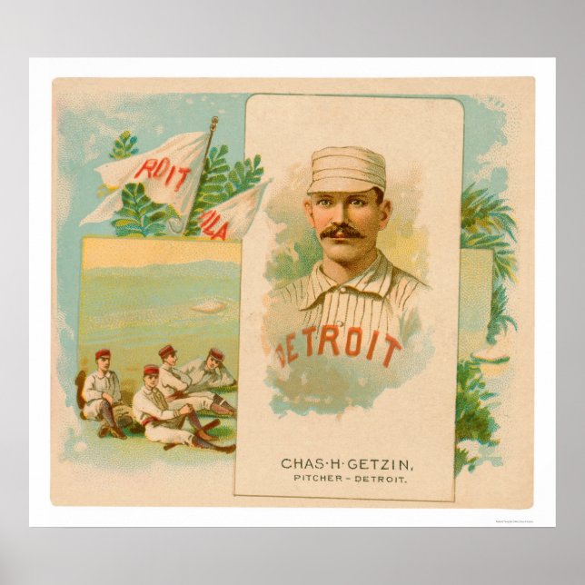 Chas Getzin Rare Baseball 1888 Poster (Front)
