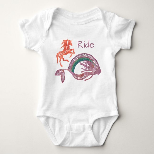 Chase Raindows Swim with Mermaids, Ride Unicorns Baby Bodysuit (Front)