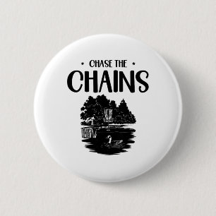 Chase The Chains Disc Golf Frisbee Art  6 Cm Round Badge
