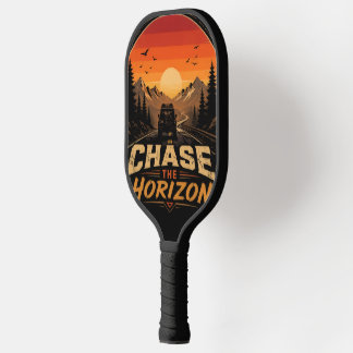 Chase the Horizon Vintage Retro Sunset Pickleball Paddle