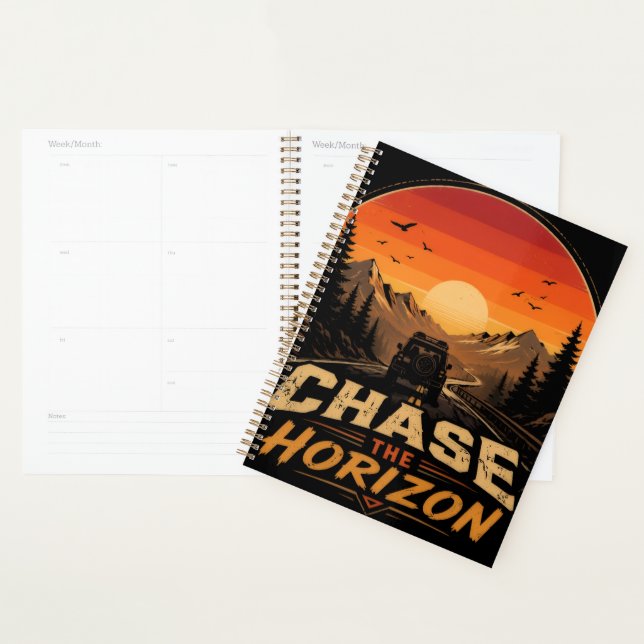 Chase the Horizon Vintage Retro Sunset Planner (Display)