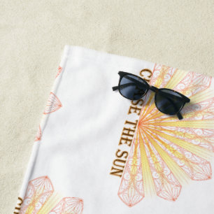 Chase The Sun Mandala Rays Art Beach Towel