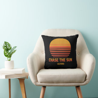 Chase The Sun Retro Sunset 70s Custom Template Cushion