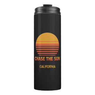Chase The Sun Retro Sunset 70s Custom Template Thermal Tumbler