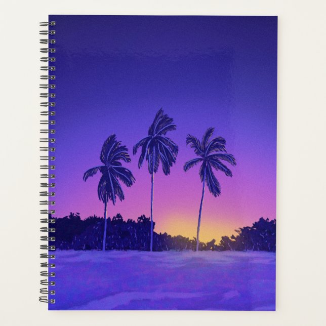 Chase the Sun – Tropical Palm Tree Sunset Vibe Planner (Front)