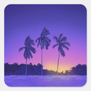Chase the Sun – Tropical Palm Tree Sunset Vibe Square Sticker