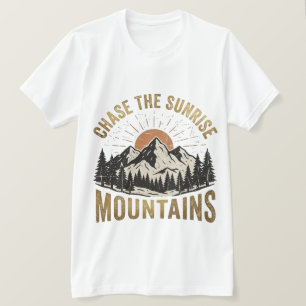 Chase The Sunrise Mountains Vintage Hiking T-Shirt