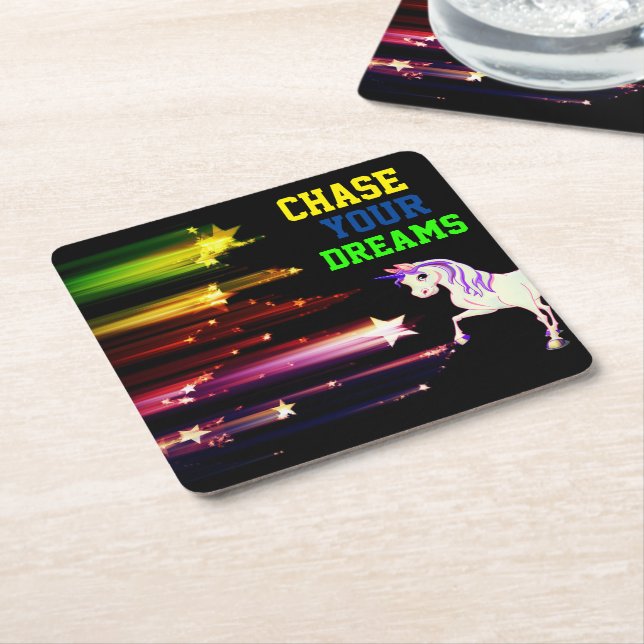 Chase Your Dreams Square Paper Coaster (Angled)
