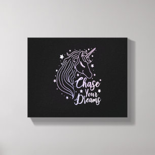 Chase Your Dreams Unicorn Shirt Girls Pink Purple Canvas Print