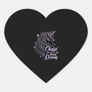 Chase Your Dreams Unicorn Shirt Girls Pink Purple  Heart Sticker