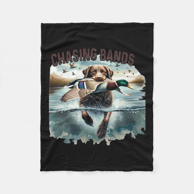 Chasing Bands Duck Hunting  Fleece Blanket (Front)