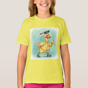 Chasing Breakfast, Duck on Roller Skates by Natas T-Shirt