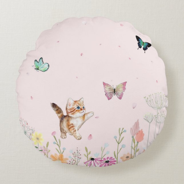 Chasing Butterflies Round Cushion (Front)