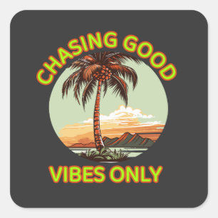 Chasing Good Vibes Only – Retro Sunset sticker