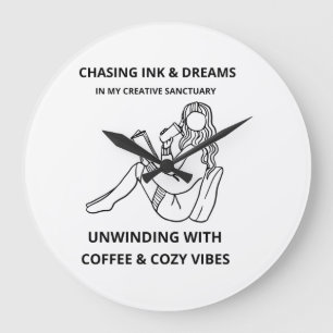 Chasing Ink and Dreams Cosy Creative Sanctuary Large Clock