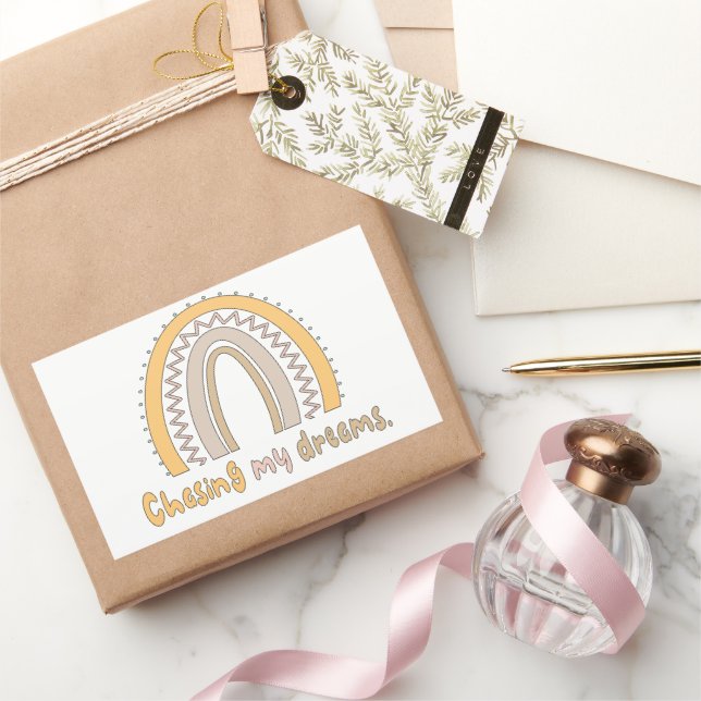 Chasing my dreams motivational colourful rainbow rectangular sticker (Gifting)