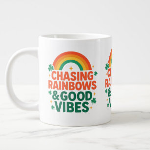 Chasing Rainbows & Good Vibes St. Paddy’s Day Large Coffee Mug