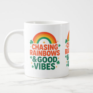 Chasing Rainbows & Good Vibes St. Paddy’s Day Large Coffee Mug