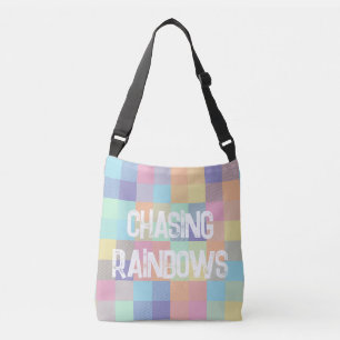 Chasing Rainbows Pastel Colors Buffalo Check Plaid Crossbody Bag