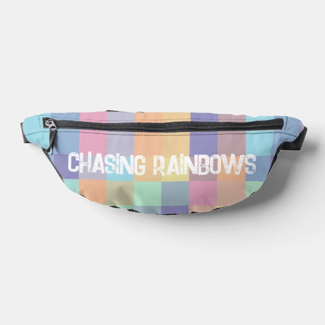 Chasing Rainbows Pastel Colours Buffalo Check Plai Bum Bags (Lay Down)