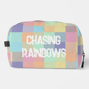Chasing Rainbows Pastel Colours Buffalo Check Plai Dopp Kit