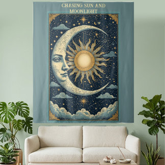 Chasing Sun & Moonlight Celestial Stars Universe Tapestry