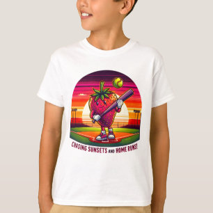  Chasing Sunsets and Home Runs! Strawberry Softbal T-Shirt