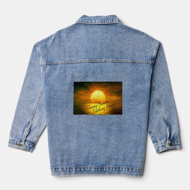 Chasing Sunsets, Catching Dreams Denim Jacket (Back)