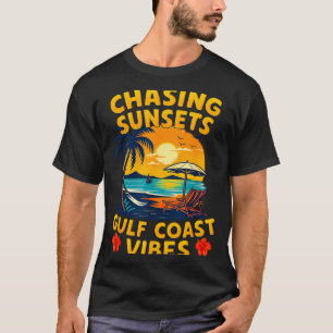 Chasing Sunsets Gulf Coast Vibes Retro Beach T-Shirt