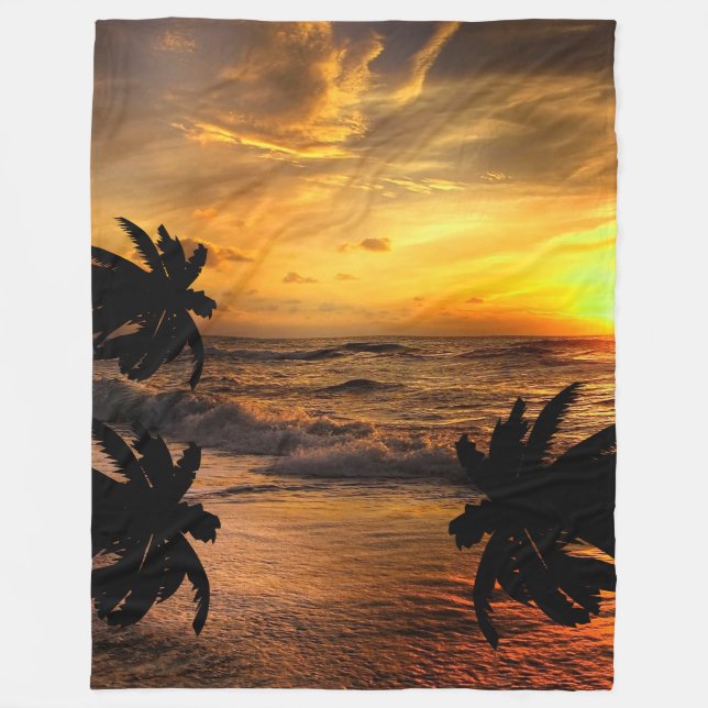 CHASING SUNSETS OCEAN SCENERY NATURE  FLEECE BLANKET (Front)
