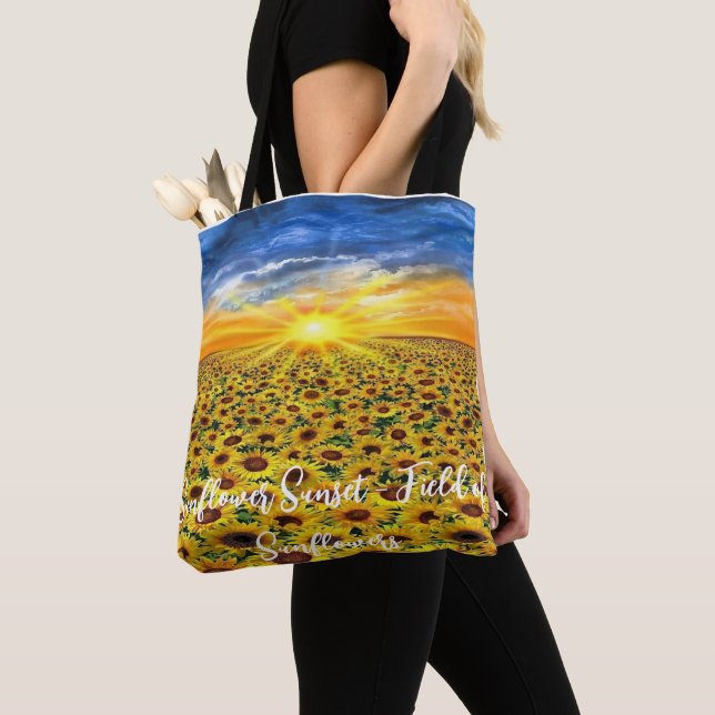 Chasing Sunsets: Sunflower Field Dreams Tote (Close Up)