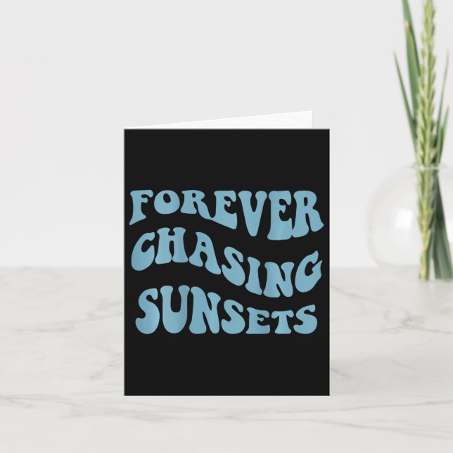 Chasing Sunsets Words On Back Trendy Aesthetic  Card (Front)
