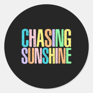 Chasing Sunshine Hawaii Beach Funny Summer Vacatio Classic Round Sticker