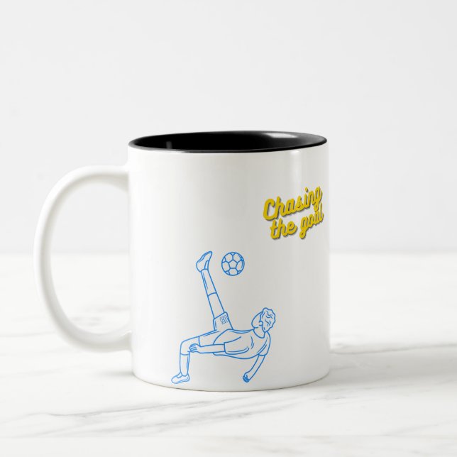 Chasing the Goal | Motivational Sports Design for  Two-Tone Coffee Mug (Left)