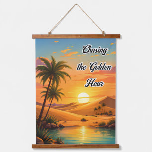 Chasing the Golden Hour Desert Sunset Aesthetic Hanging Tapestry
