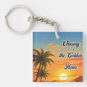 Chasing the Golden Hour Desert Sunset Aesthetic Key Ring