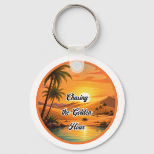 Chasing the Golden Hour Sunset Oasis Aesthetic Key Ring