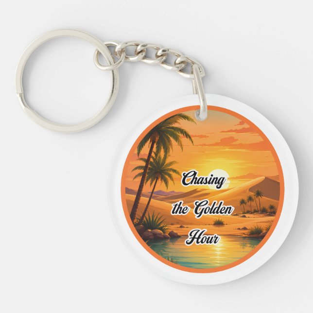 Chasing the Golden Hour Sunset Oasis Aesthetic Key Ring (Front)