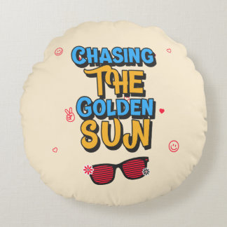 Chasing the Golden Sun Round Cushion