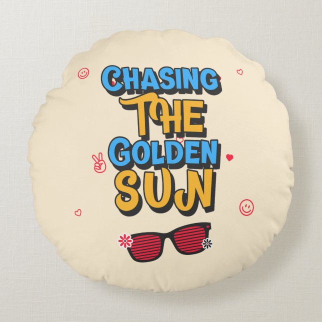 Chasing the Golden Sun Round Cushion (Front)