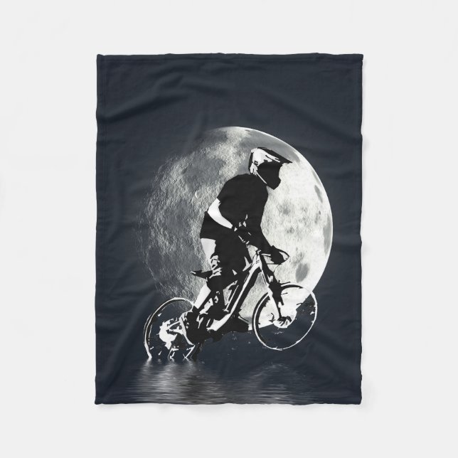 Chasing the Moon - Mountain Biker  Fleece Blanket (Front)
