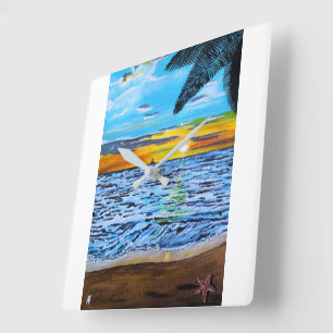 Chasing the Sunset Painting by Alfred Fox Square Wall Clock
