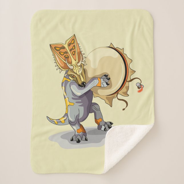 Chasmosaurus Dancing A Shaman Ritual Sherpa Blanket (Front)